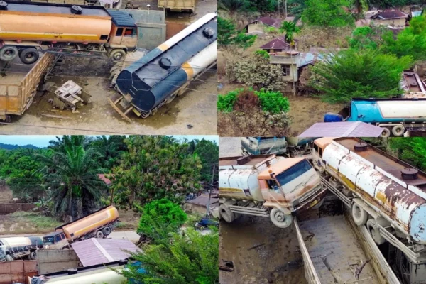 Sisa Banjir Aceh Tamiang Bikin Truk Bertumpuk Dan Rumah Terbawa ke Jalan