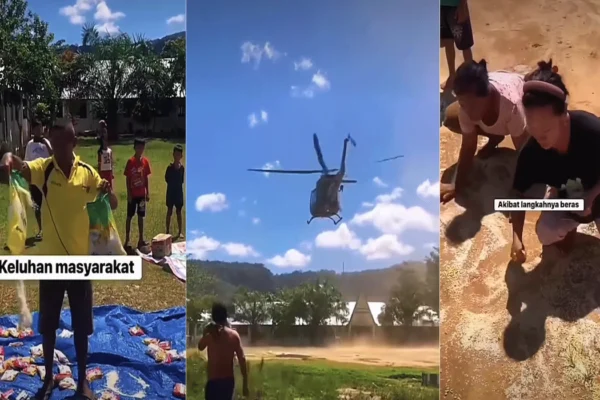 Viral! Beras Bantuan Dijatuhkan Dari Udara, Warga Banjir Sumatera Terpaksa Memungut Sendiri
